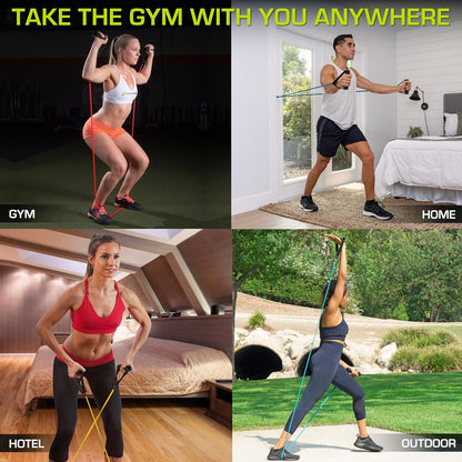 Single Stackable Resistance Bands with Door Anchor and Exercise Guide, Heavy Duty Fitness Tube for Full-Body Exercises and Home Workouts